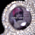 Close-up video showing the details and shine of the diamonds. The pendant featured in this video is CRNCY's LONG LIVE Photo Pendant.