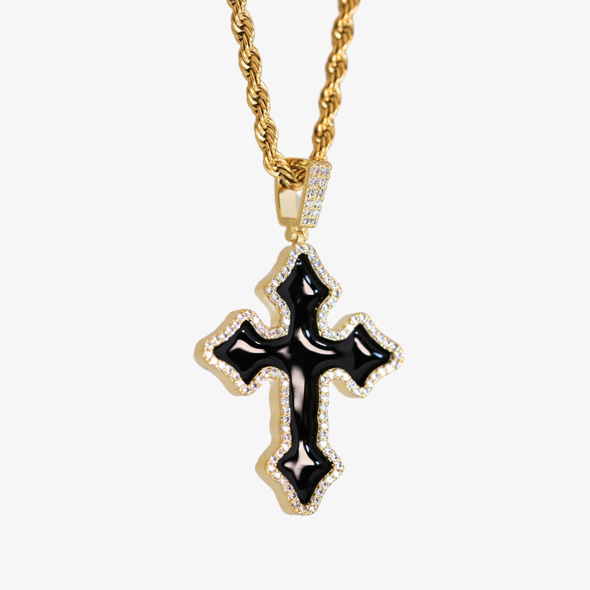 BLACK ENAMEL CROSS CRNCY