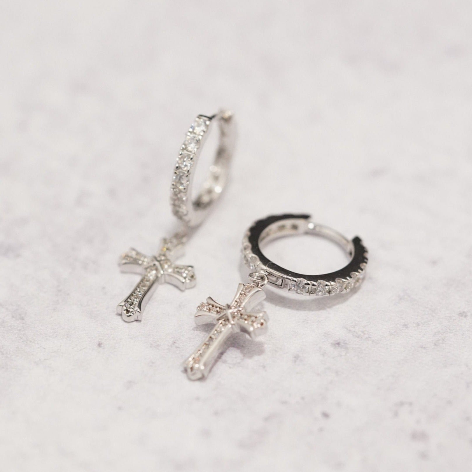 Iced Cross Hoops CRNCY