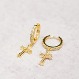 Iced Cross Hoops CRNCY
